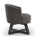 Swivel chair with cross-shaped wooden base,Lounge chair with solid wood legs, 360°freely Swivel chair , Classic linen Fabric for living room, bedroom, office, dresser -Dark Gray