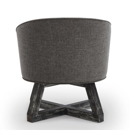 Swivel chair with cross-shaped wooden base,Lounge chair with solid wood legs, 360°freely Swivel chair , Classic linen Fabric for living room, bedroom, office, dresser -Dark Gray