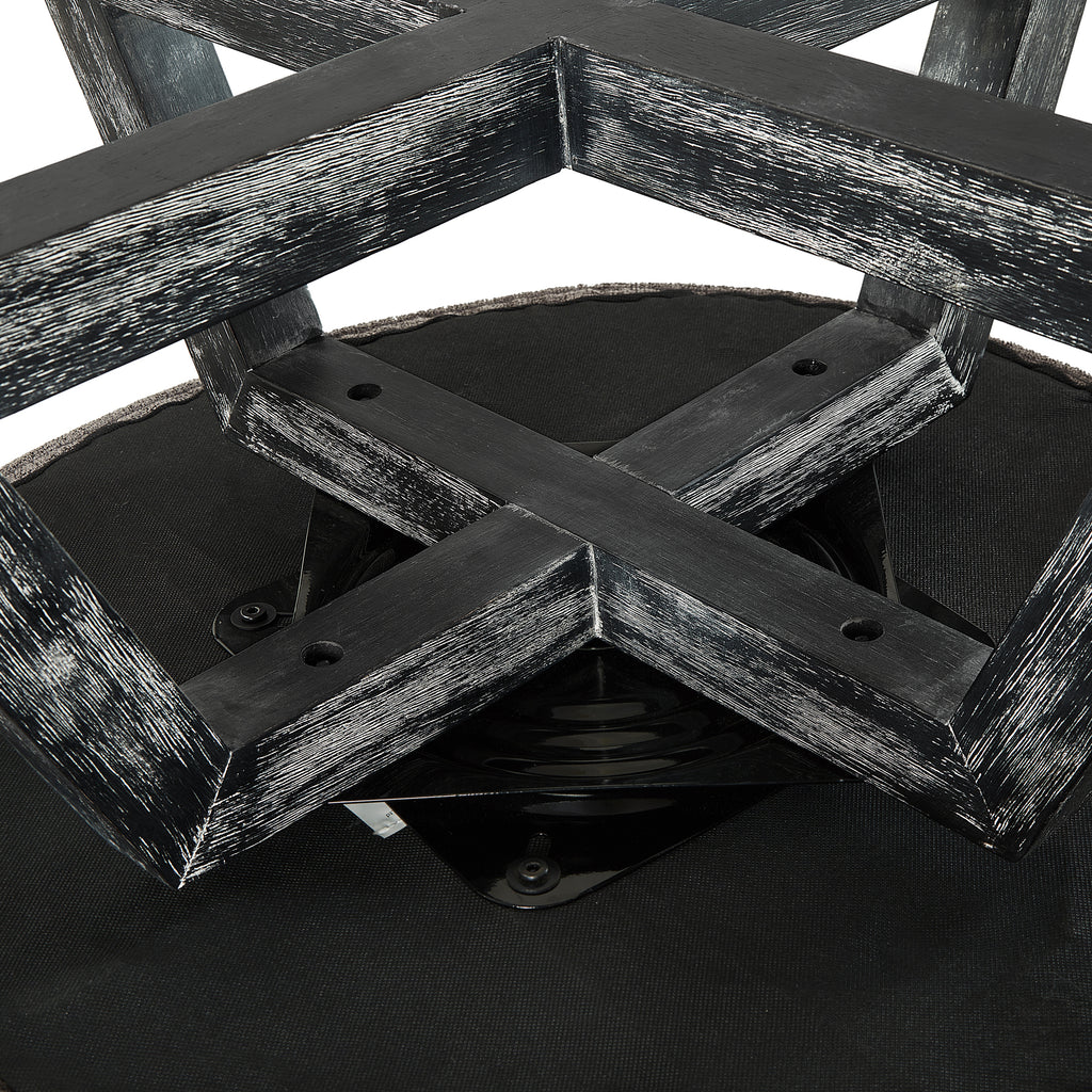 Swivel chair with cross-shaped wooden base,Lounge chair with solid wood legs, 360°freely Swivel chair , Classic linen Fabric for living room, bedroom, office, dresser -Dark Gray