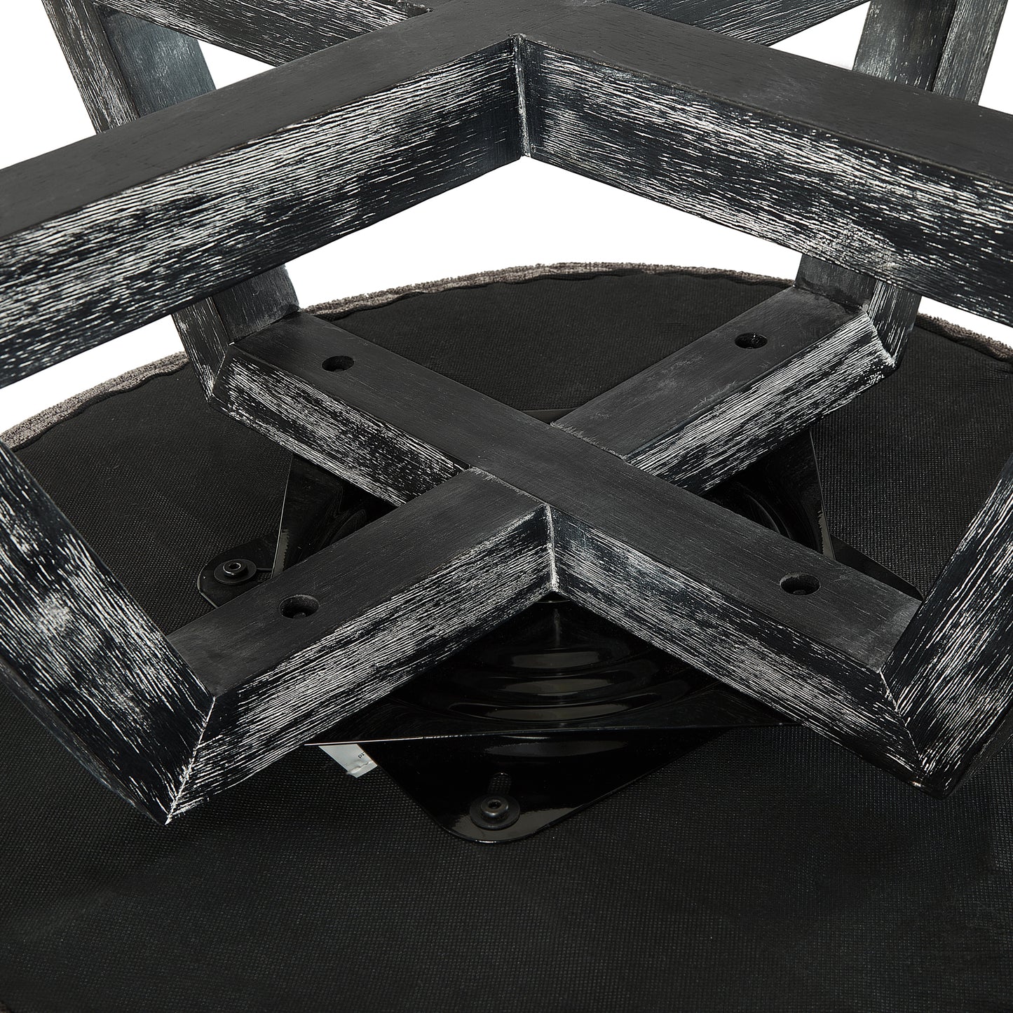 Swivel chair with cross-shaped wooden base,Lounge chair with solid wood legs, 360°freely Swivel chair , Classic linen Fabric for living room, bedroom, office, dresser -Dark Gray