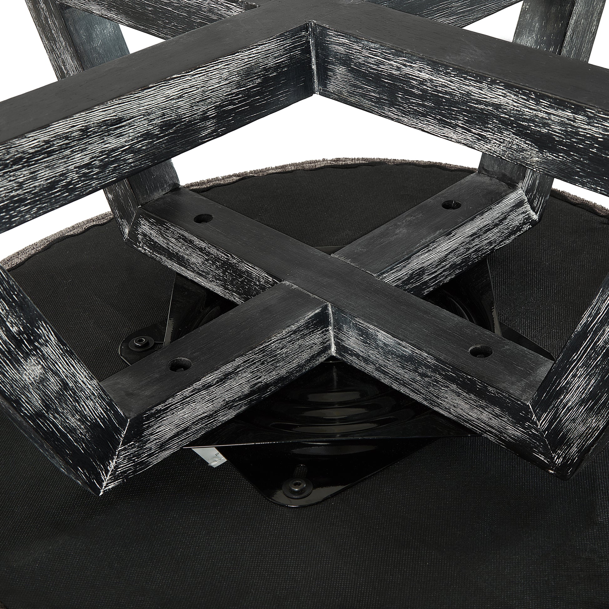 Swivel chair with cross-shaped wooden base,Lounge chair with solid wood legs, 360°freely Swivel chair , Classic linen Fabric for living room, bedroom, office, dresser -Dark Gray