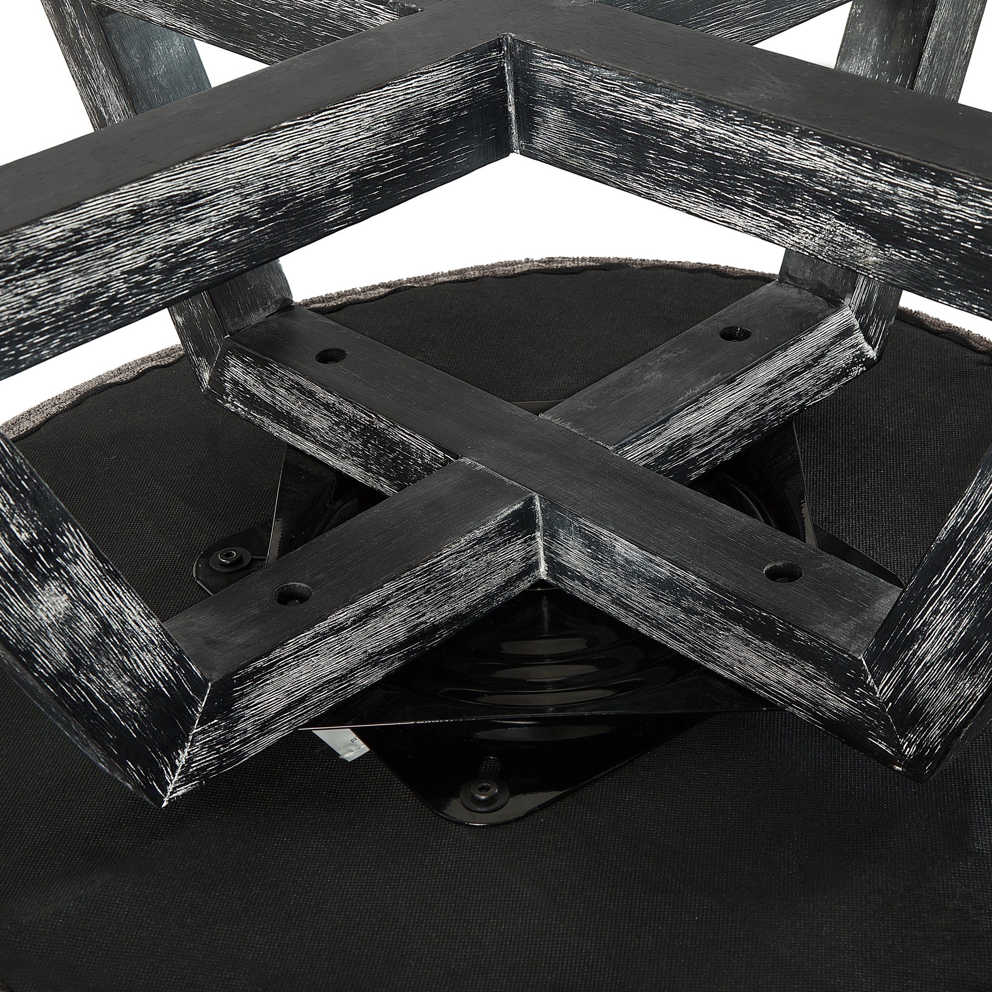 Swivel chair with cross-shaped wooden base,Lounge chair with solid wood legs, 360°freely Swivel chair , Classic linen Fabric for living room, bedroom, office, dresser -Dark Gray