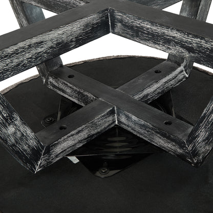 Swivel chair with cross-shaped wooden base,Lounge chair with solid wood legs, 360°freely Swivel chair , Classic linen Fabric for living room, bedroom, office, dresser -Dark Gray