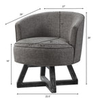 Swivel chair with cross-shaped wooden base,Lounge chair with solid wood legs, 360°freely Swivel chair , Classic linen Fabric for living room, bedroom, office, dresser -Dark Gray