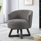Swivel chair with cross-shaped wooden base,Lounge chair with solid wood legs, 360°freely Swivel chair , Classic linen Fabric for living room, bedroom, office, dresser -Dark Gray