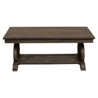 Classic Traditional Cocktail Table with Bottom Shelf Dark Oak Finish Scrolled Base Support 1pc Wooden Furniture Living Room Coffee Table