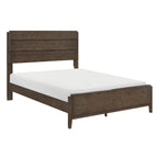 Classic Contemporary Dark Walnut Finish Queen Bed 1pc Durable Panel Bedroom Furniture Solid Rubberwood