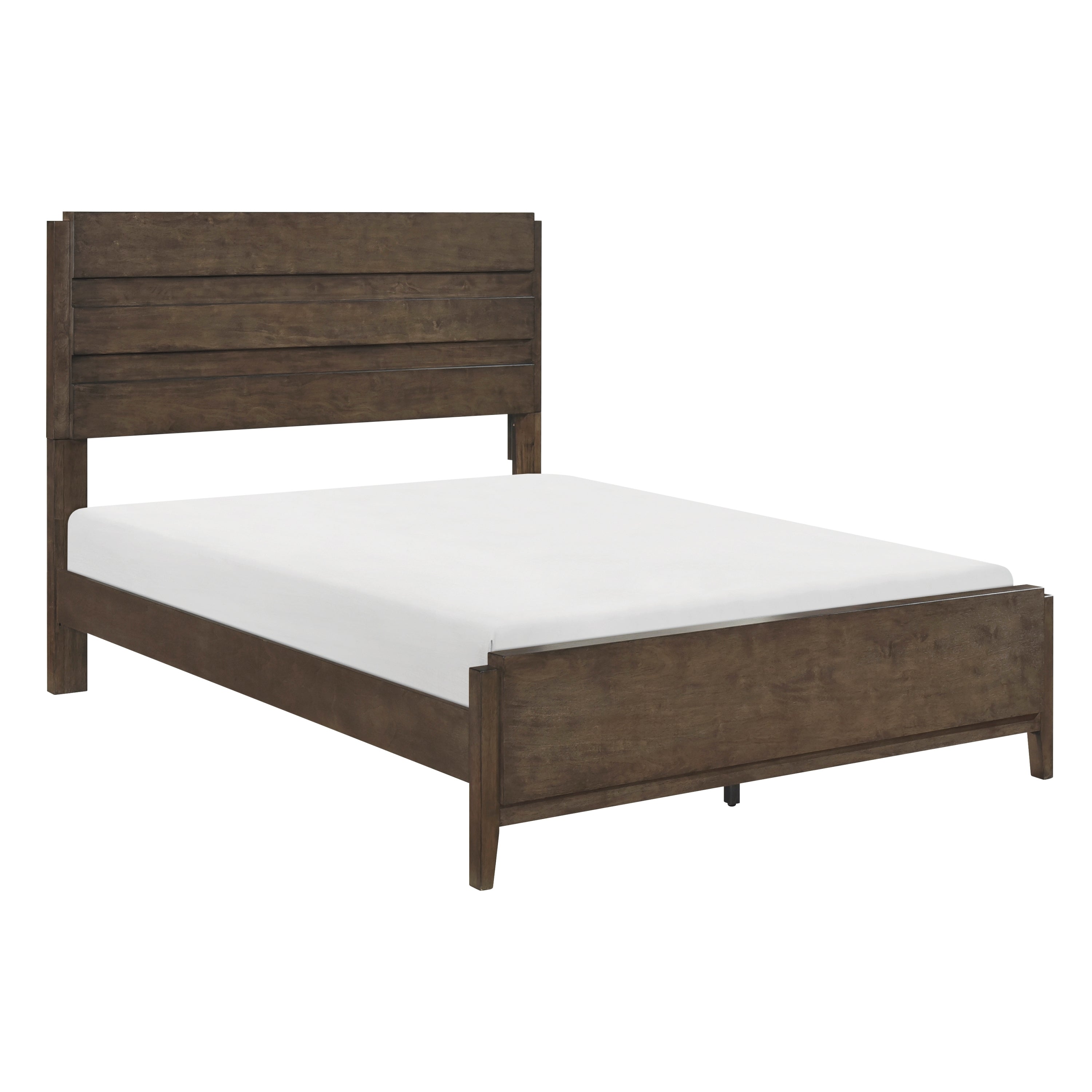 Classic Contemporary Dark Walnut Finish Queen Bed 1pc Durable Panel Bedroom Furniture Solid Rubberwood