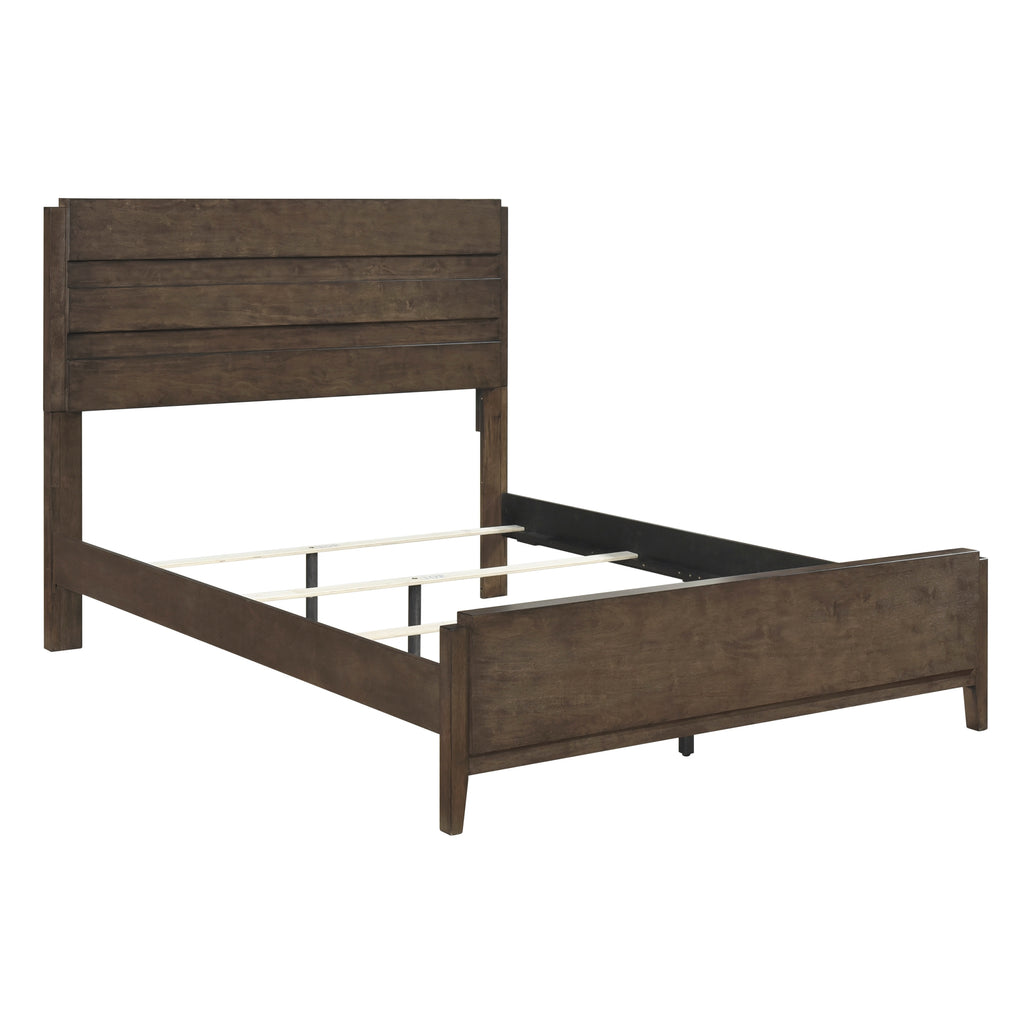 Classic Contemporary Dark Walnut Finish Queen Bed 1pc Durable Panel Bedroom Furniture Solid Rubberwood