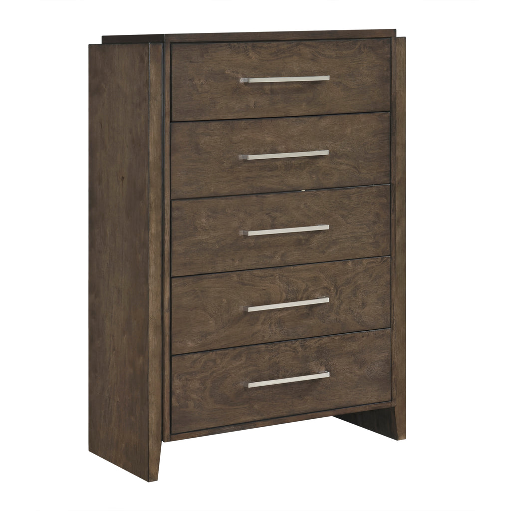 Classic Contemporary Dark Walnut Finish Storage Chest 1pc Bedroom Furniture Durable Solid Rubberwood
