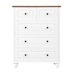 White Dresser with 5 Drawers, Tall Chest of Drawers, 5 Drawer Dresser with Deep Space, Wood Storage Cabinet for Living Room, Hallway, Office, White