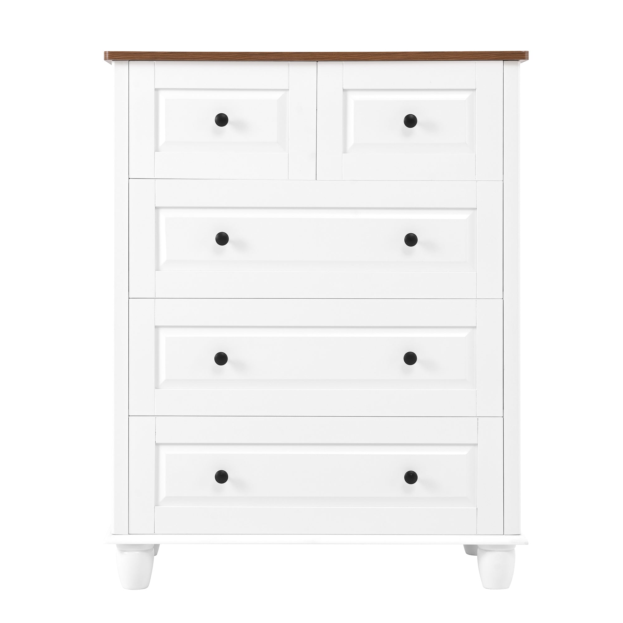 White Dresser with 5 Drawers, Tall Chest of Drawers, 5 Drawer Dresser with Deep Space, Wood Storage Cabinet for Living Room, Hallway, Office, White