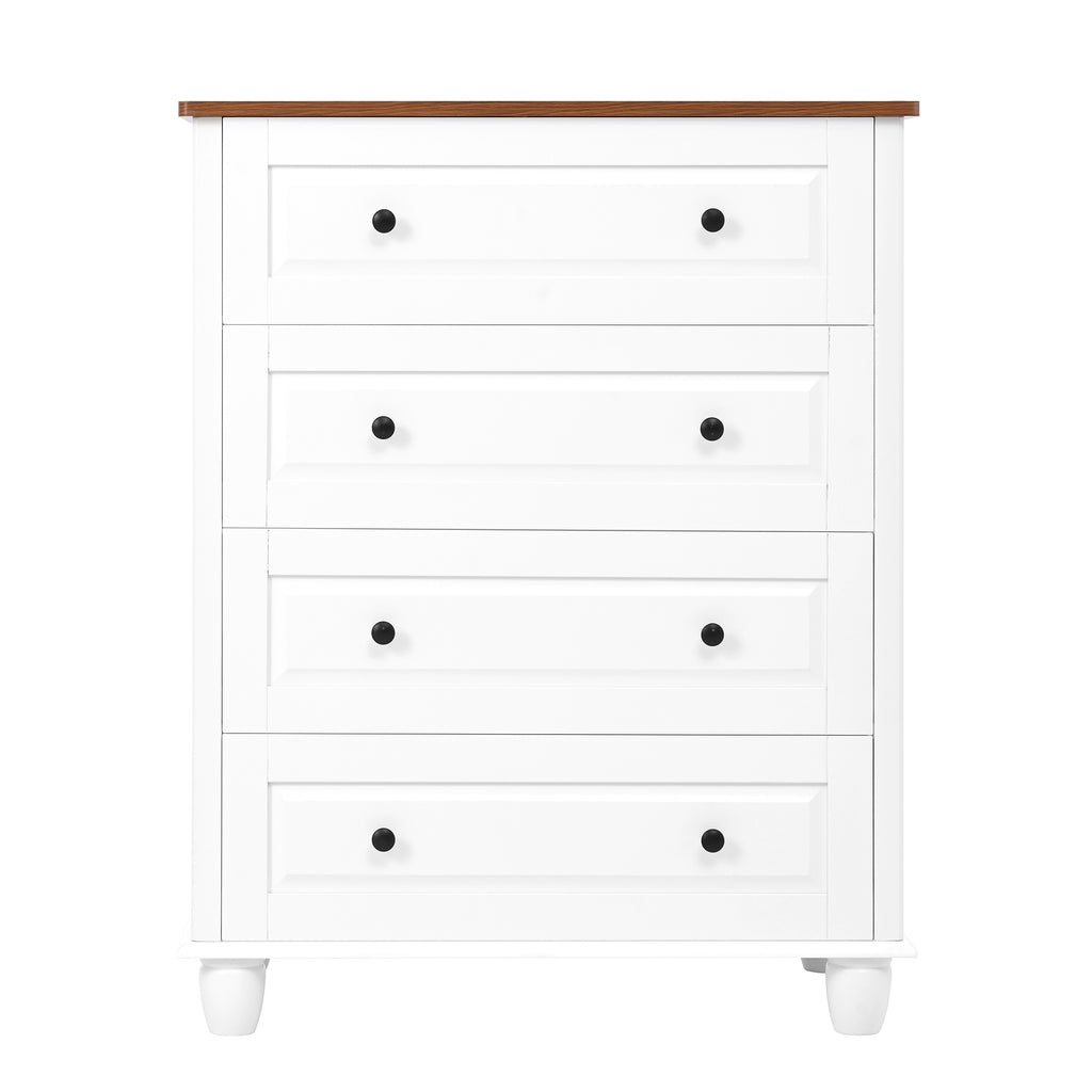 Modern Chest of Drawers, 4 Drawer Dresser, Tall Wood Storage Cabinet for Living Room, Entryway, Hallway
