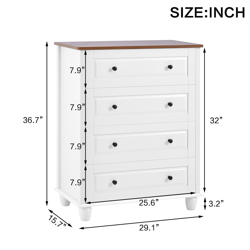Modern Chest of Drawers, 4 Drawer Dresser, Tall Wood Storage Cabinet for Living Room, Entryway, Hallway