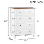 Modern Chest of Drawers, 4 Drawer Dresser, Tall Wood Storage Cabinet for Living Room, Entryway, Hallway