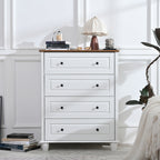 Modern Chest of Drawers, 4 Drawer Dresser, Tall Wood Storage Cabinet for Living Room, Entryway, Hallway