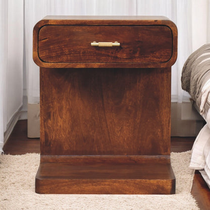 Artisan Furniture Solid Wood Chestnut T-Bar Rounded Bedside