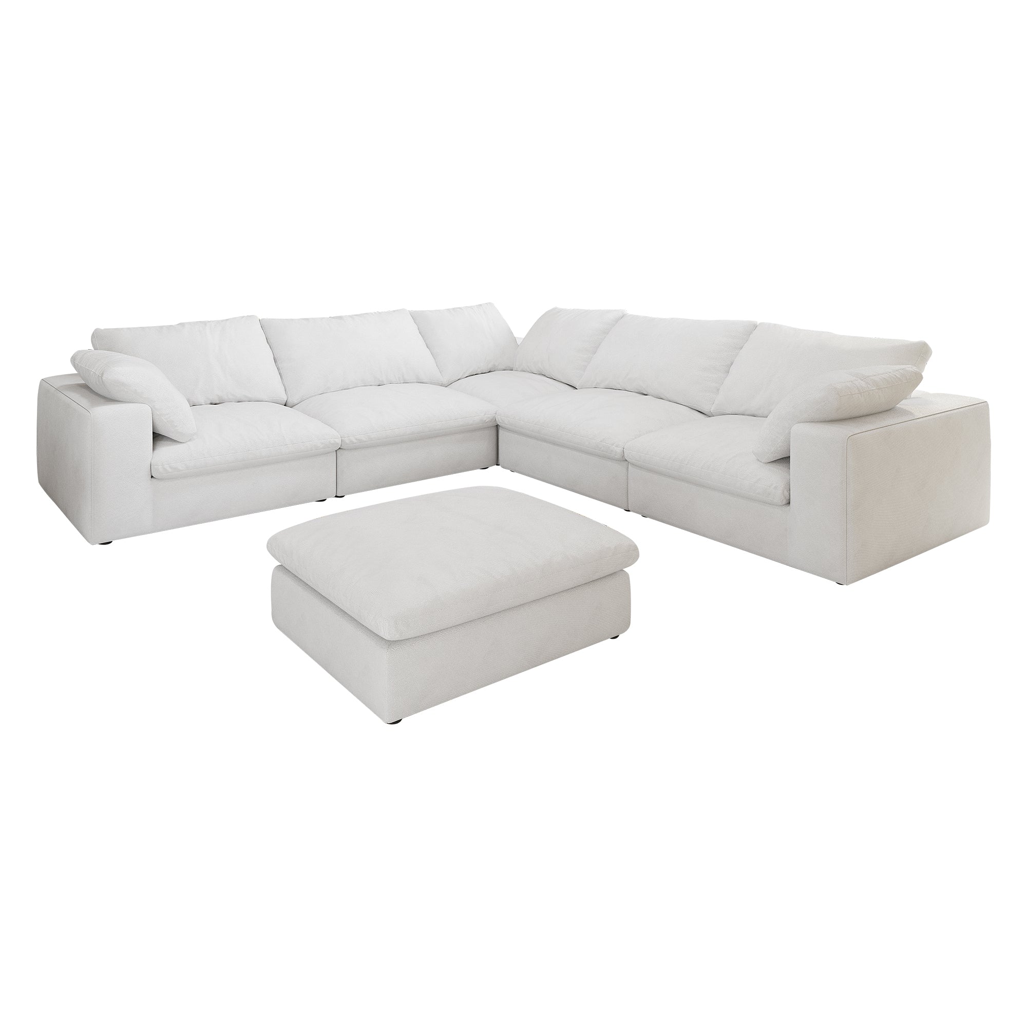 Cloud Modular Sectional Sofa with Storage Ottomans, Down Filled Comfort