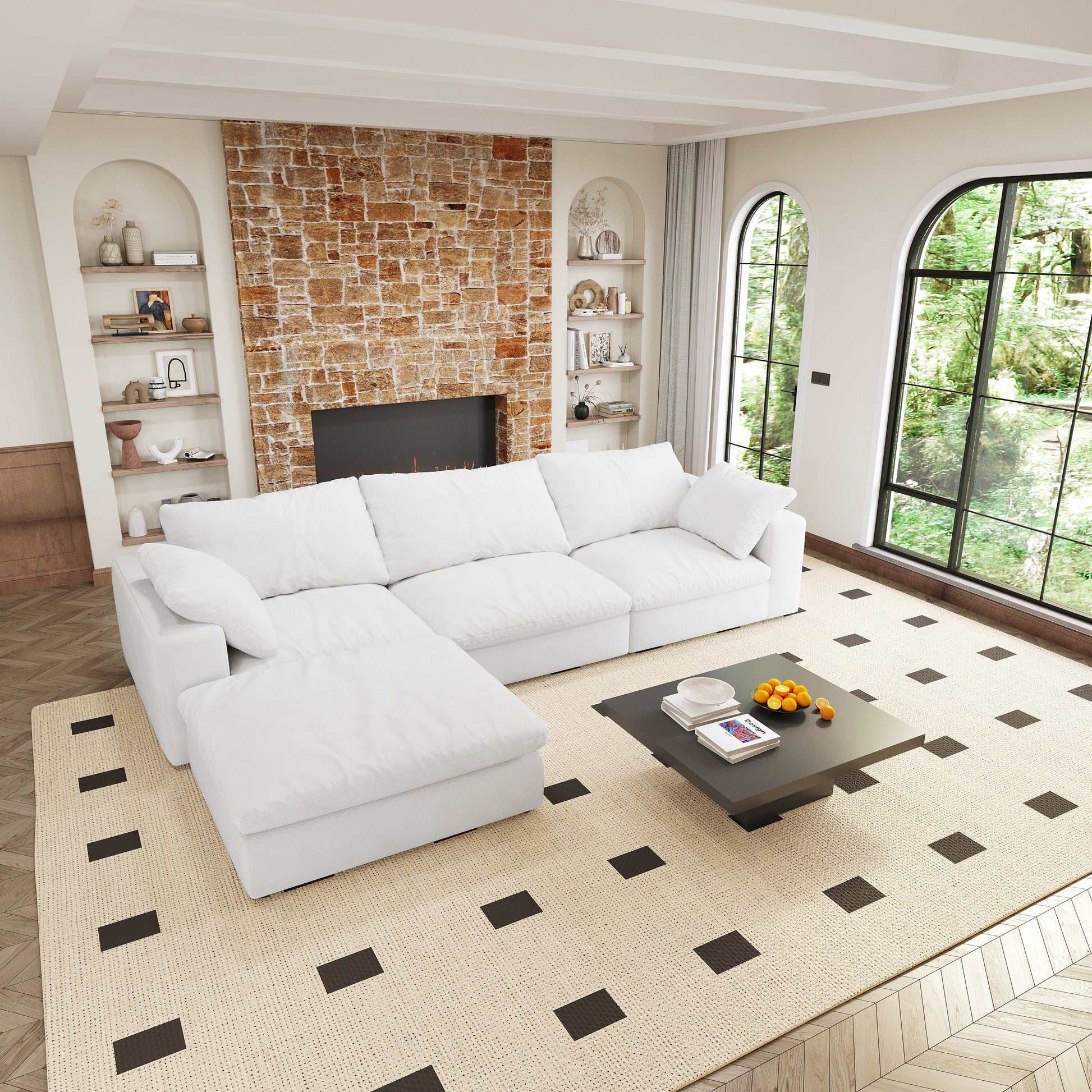 Cloud Modular Sectional Sofa with Storage Ottomans, Down Filled Comfort