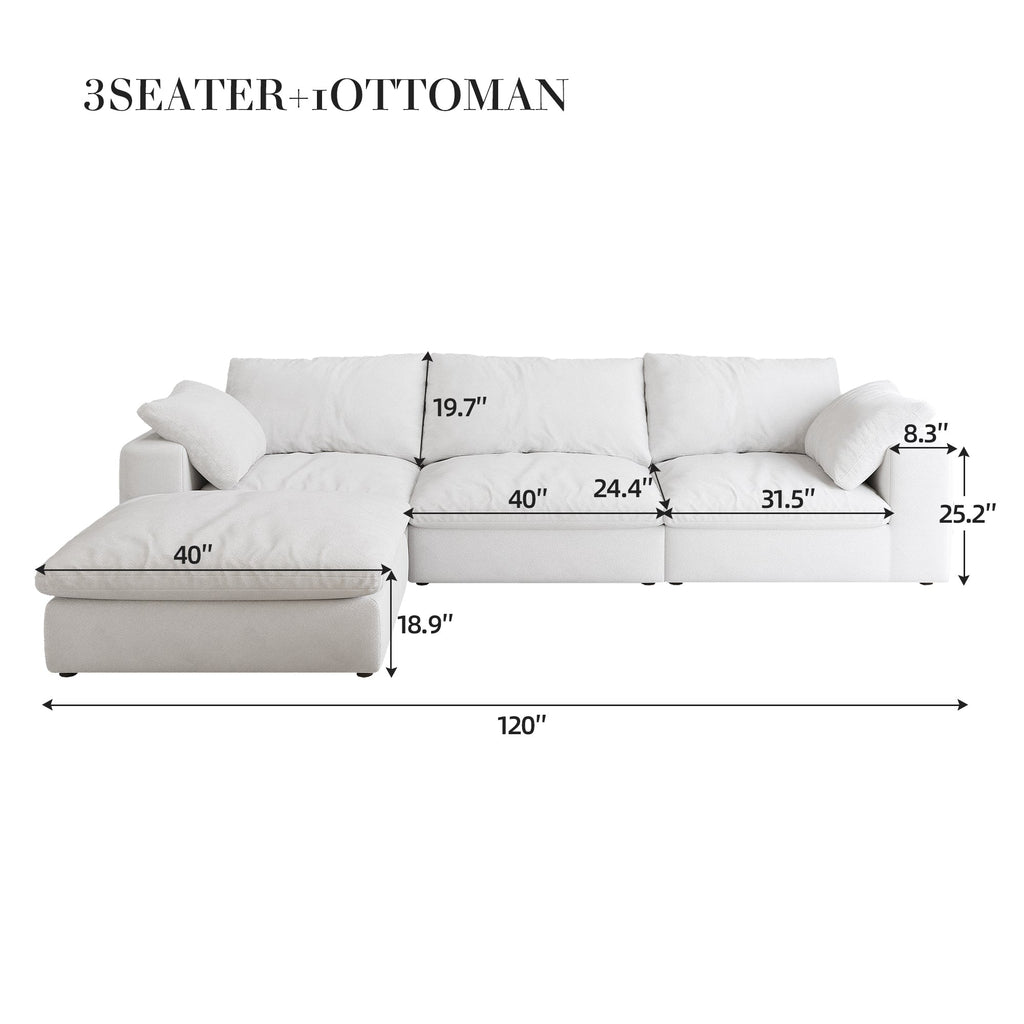Cloud Modular Sectional Sofa with Storage Ottomans, Down Filled Comfort