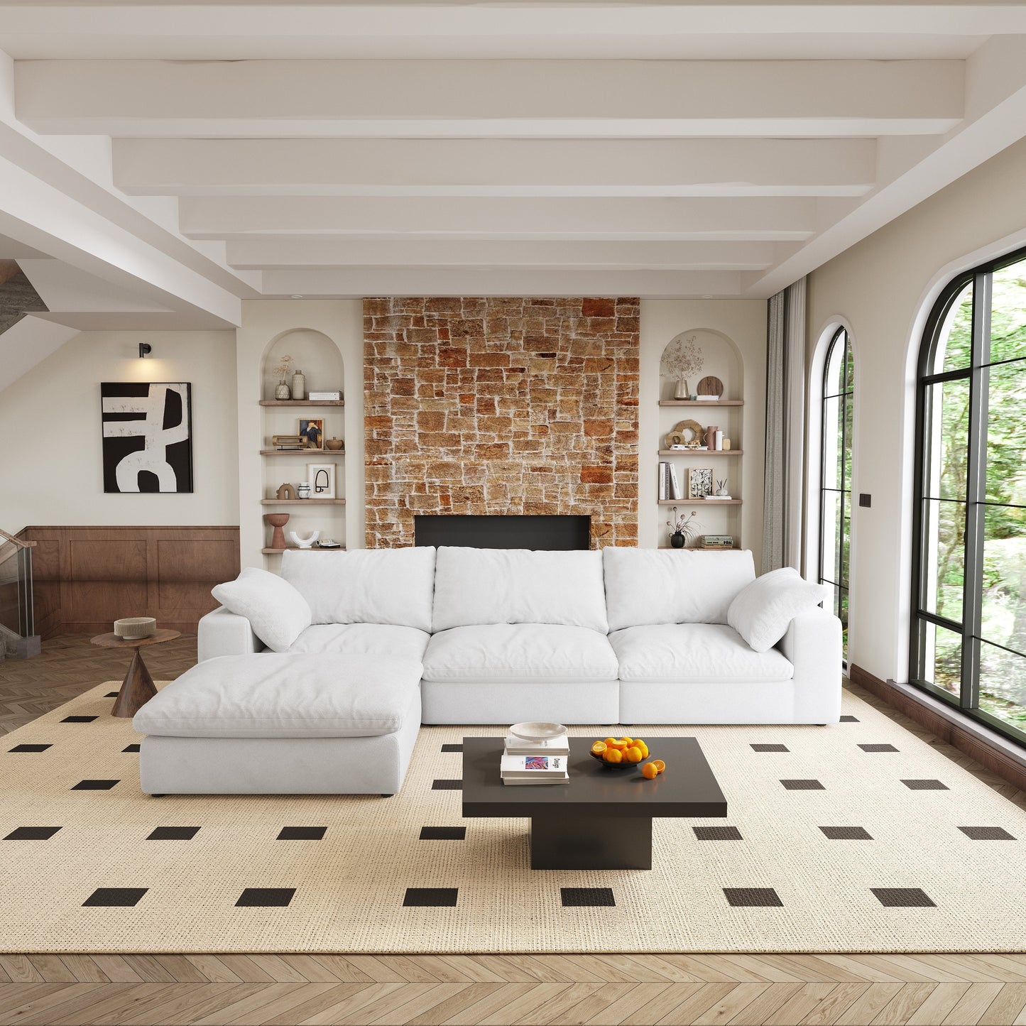 Cloud Modular Sectional Sofa with Storage Ottomans, Down Filled Comfort