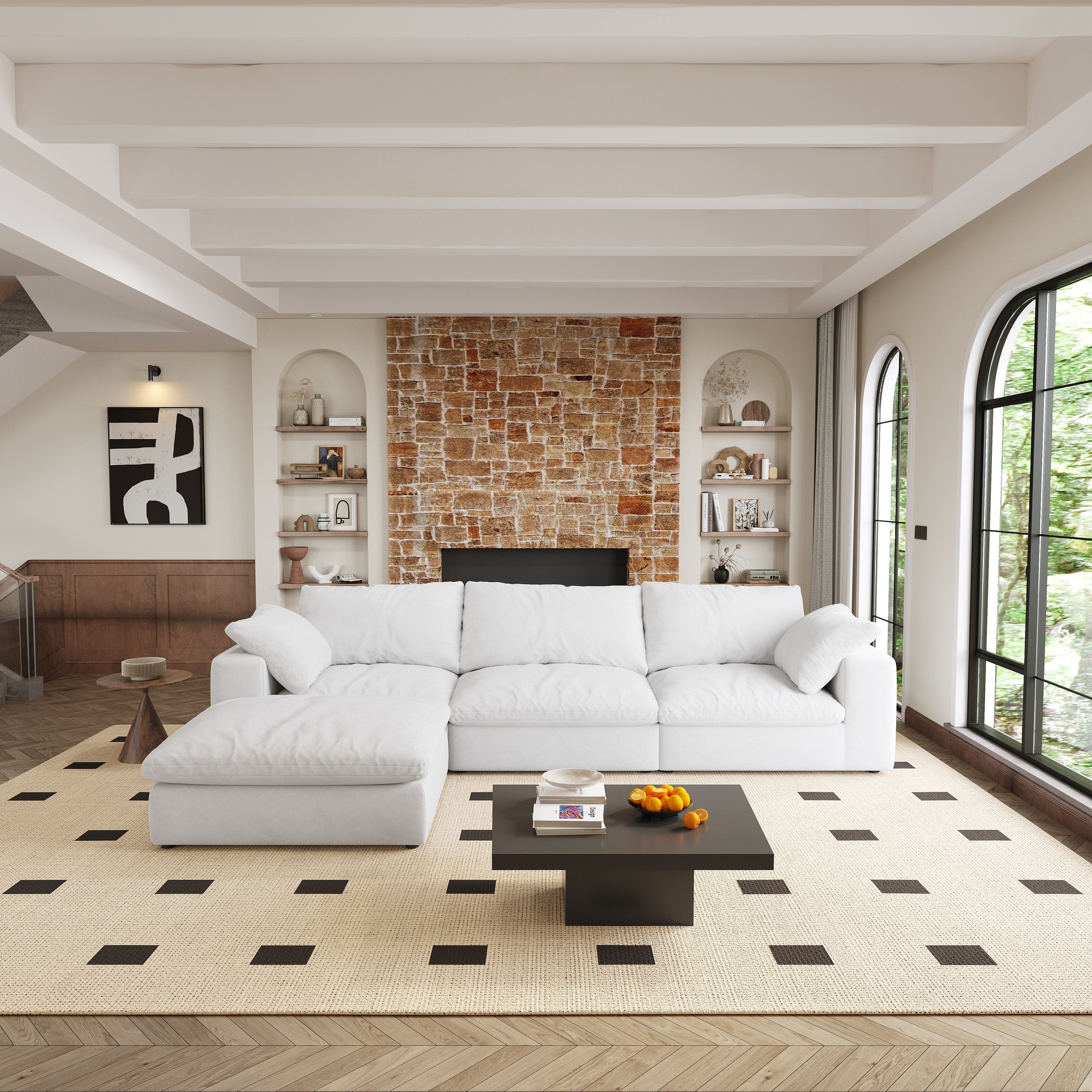 Cloud Modular Sectional Sofa with Storage Ottomans, Down Filled Comfort