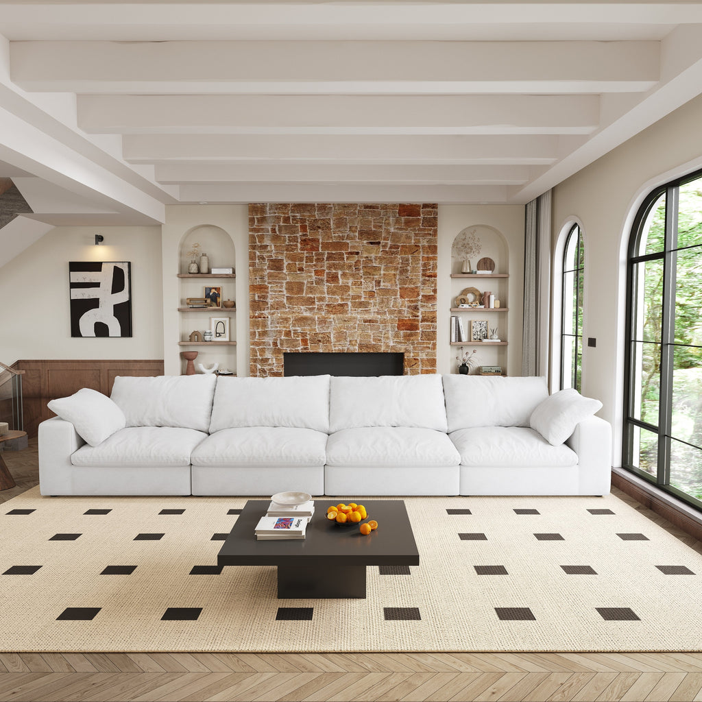 Cloud Modular Sectional Sofa with Storage Ottomans, Down Filled Comfort