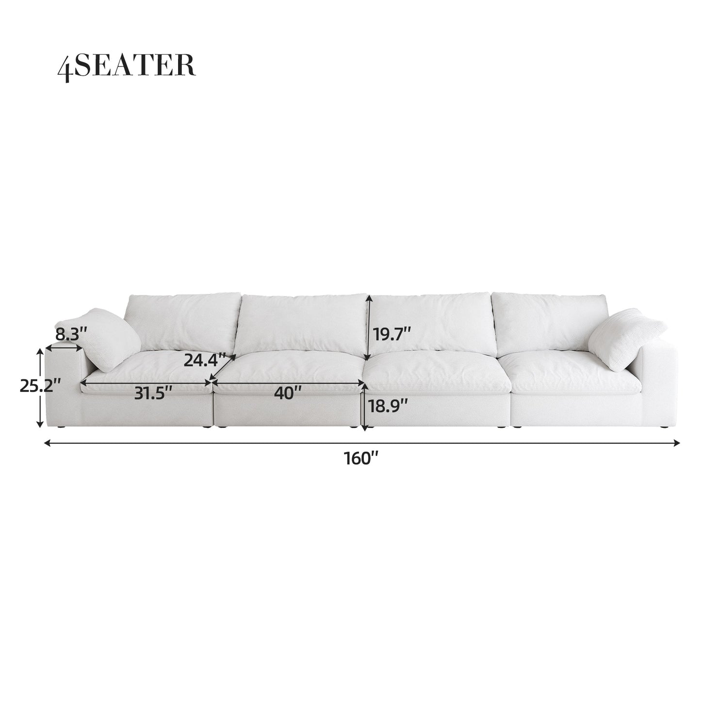 Cloud Modular Sectional Sofa with Storage Ottomans, Down Filled Comfort
