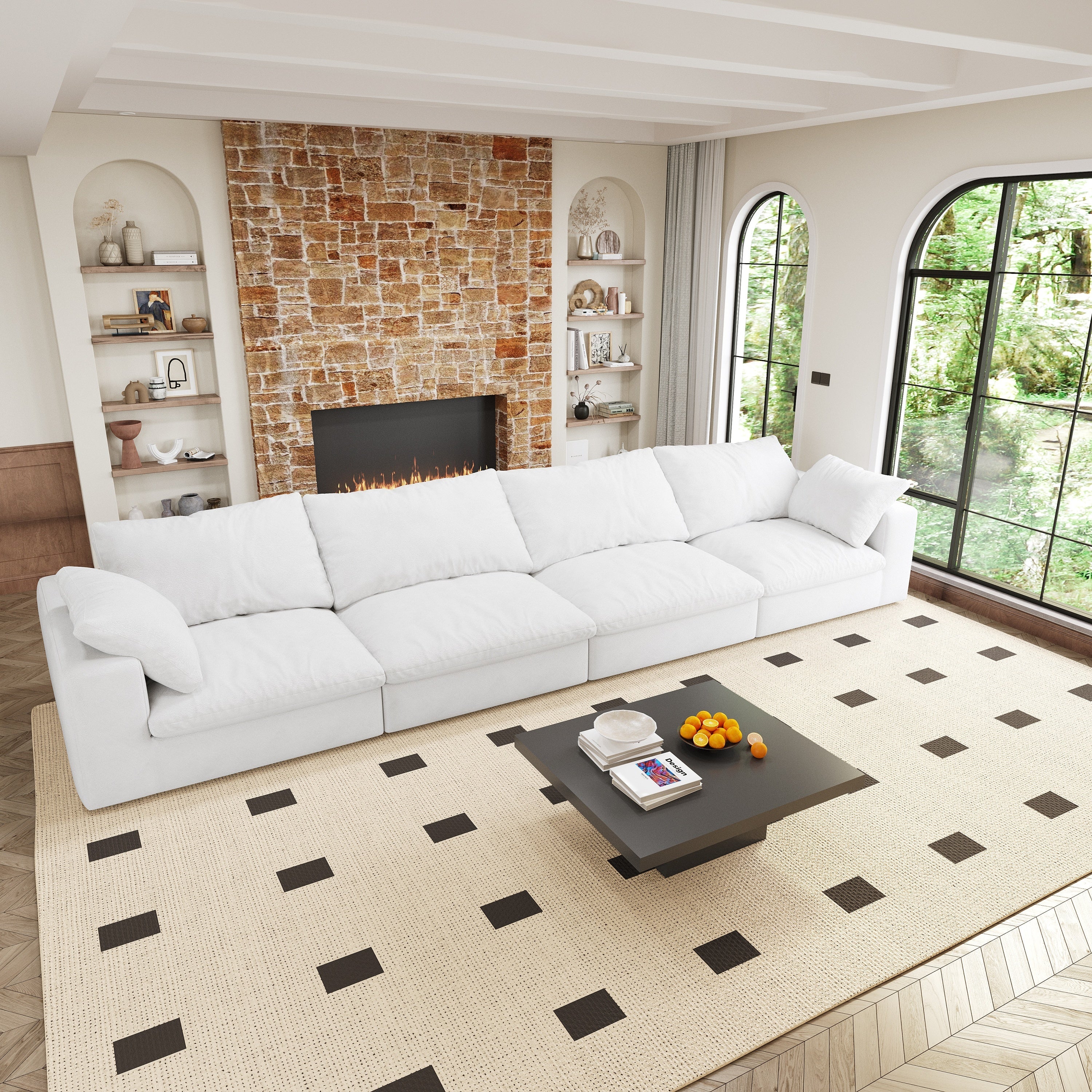Cloud Modular Sectional Sofa with Storage Ottomans, Down Filled Comfort