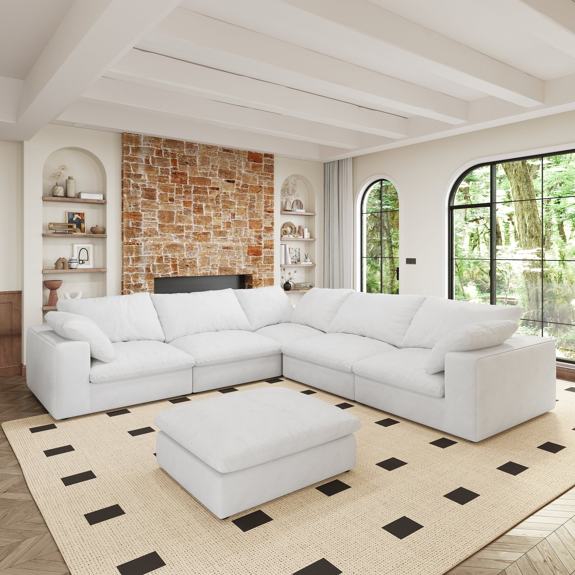 Cloud Modular Sectional Sofa with Storage Ottomans, Down Filled Comfort