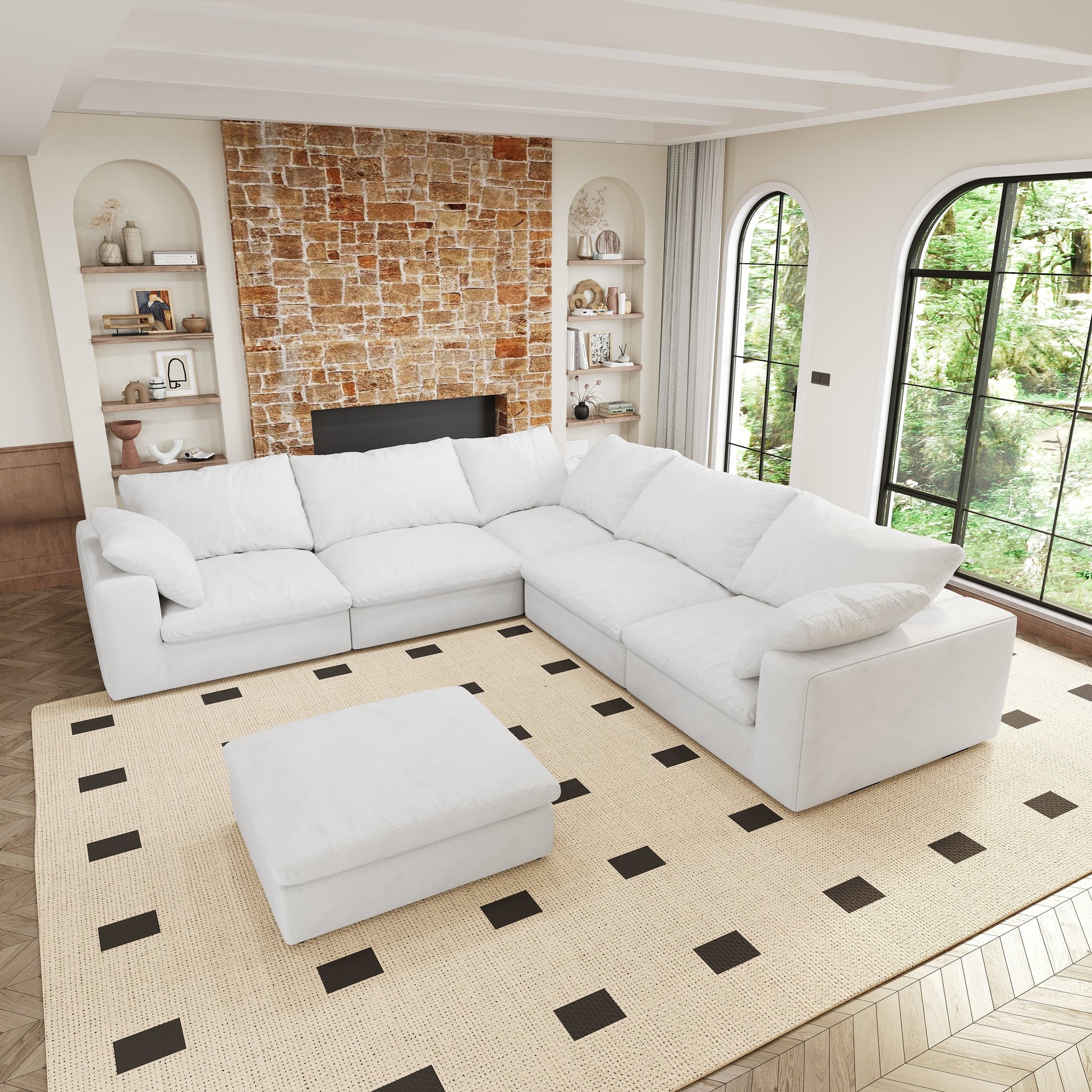 Cloud Modular Sectional Sofa with Storage Ottomans, Down Filled Comfort