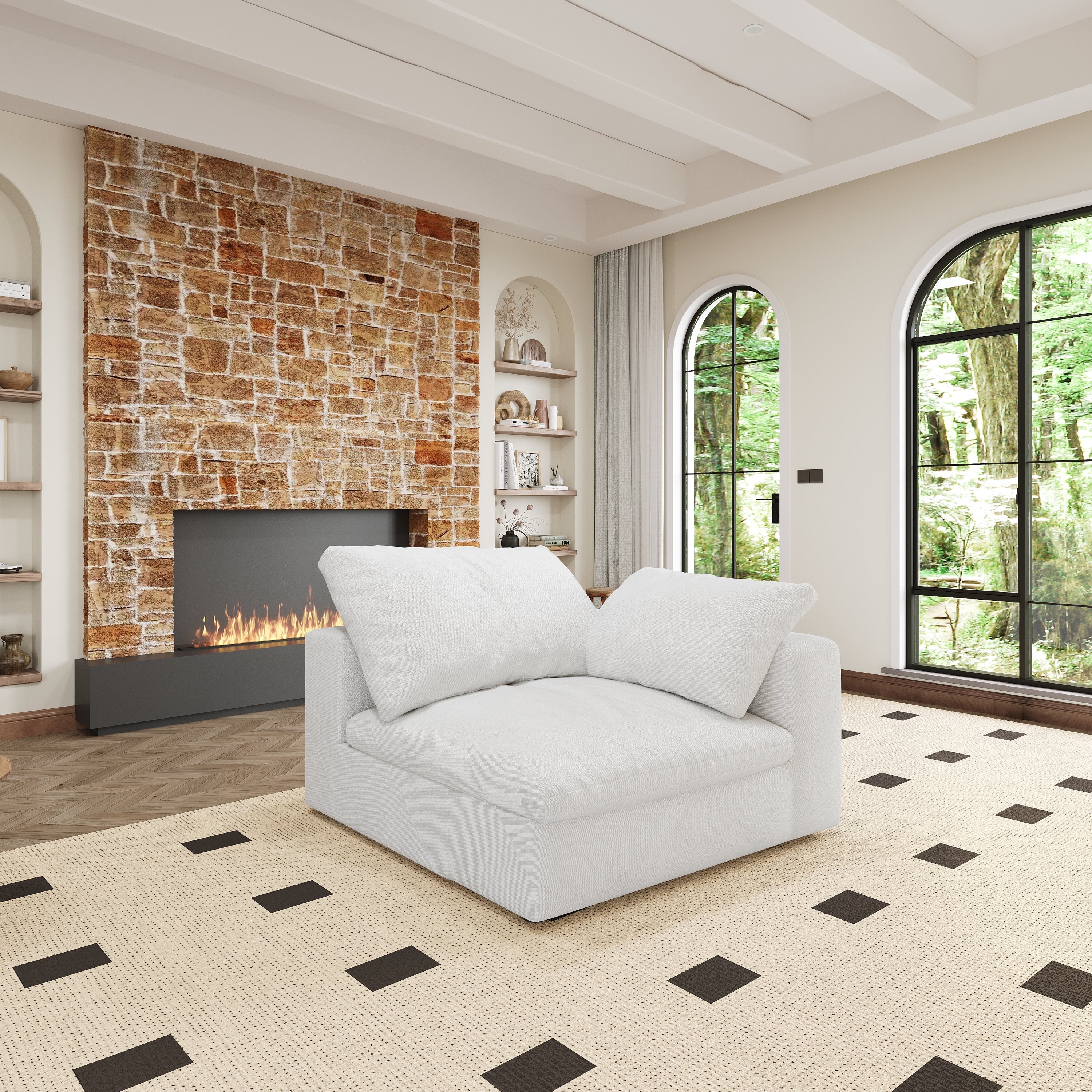 Cloud Modular Sectional Sofa with Storage Ottomans, Down Filled Comfort