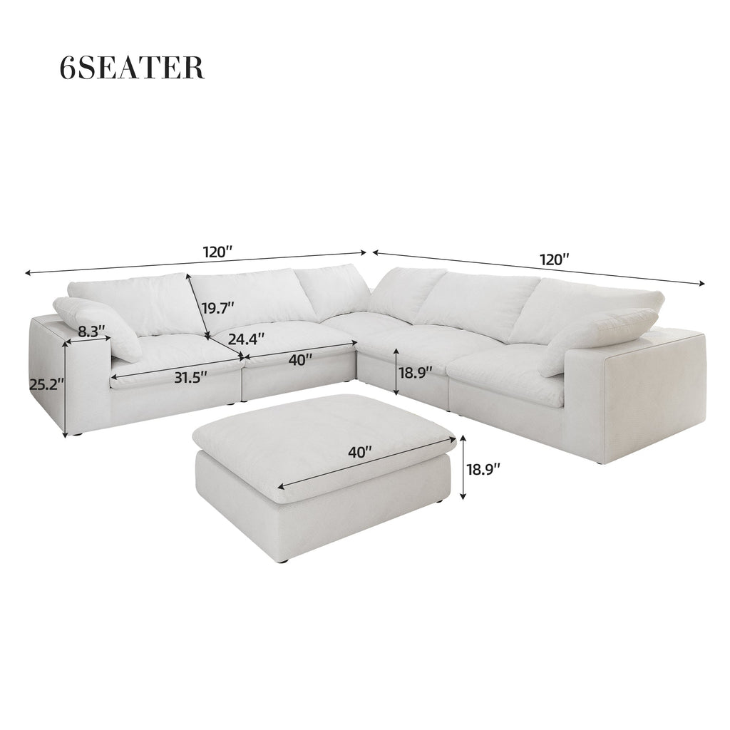 Cloud Modular Sectional Sofa with Storage Ottomans, Down Filled Comfort