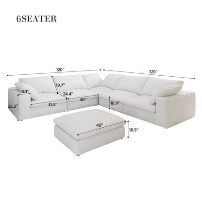 Cloud Modular Sectional Sofa with Storage Ottomans, Down Filled Comfort