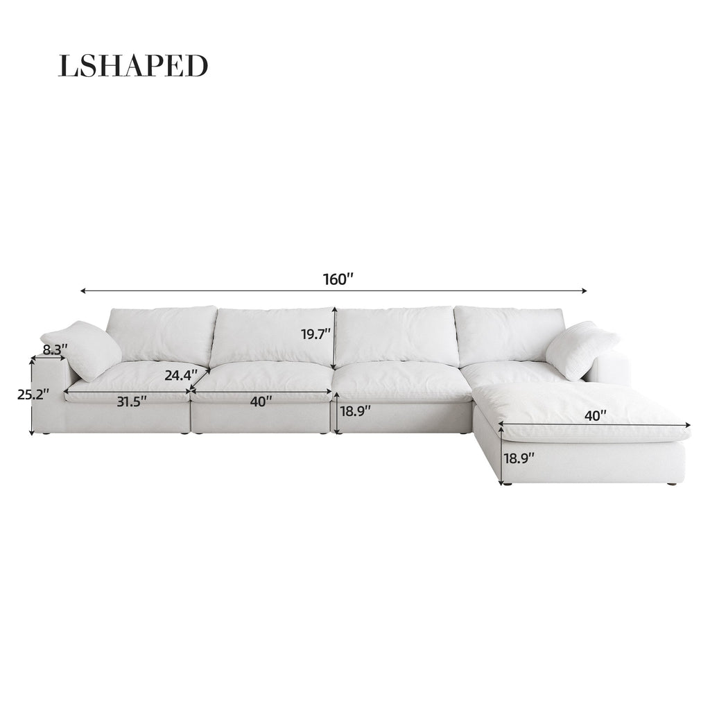 Cloud Modular Sectional Sofa with Storage Ottomans, Down Filled Comfort