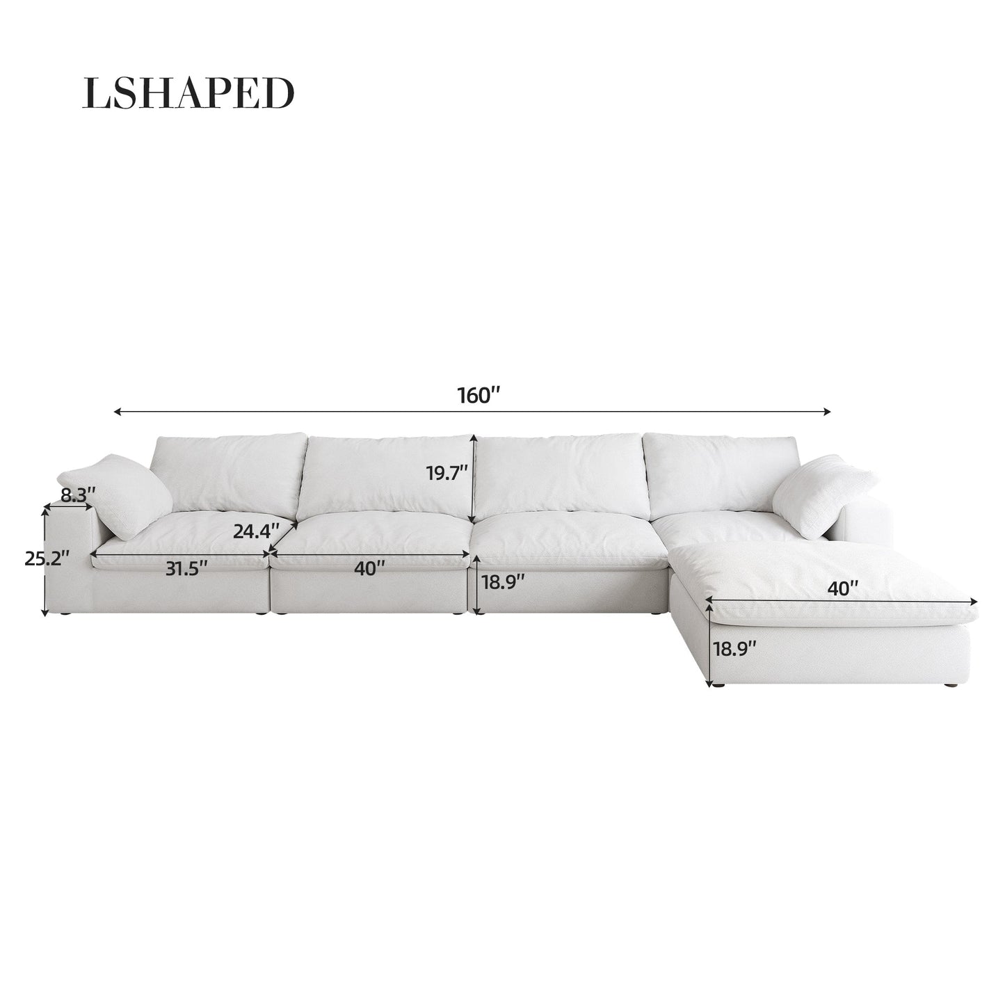 Cloud Modular Sectional Sofa with Storage Ottomans, Down Filled Comfort