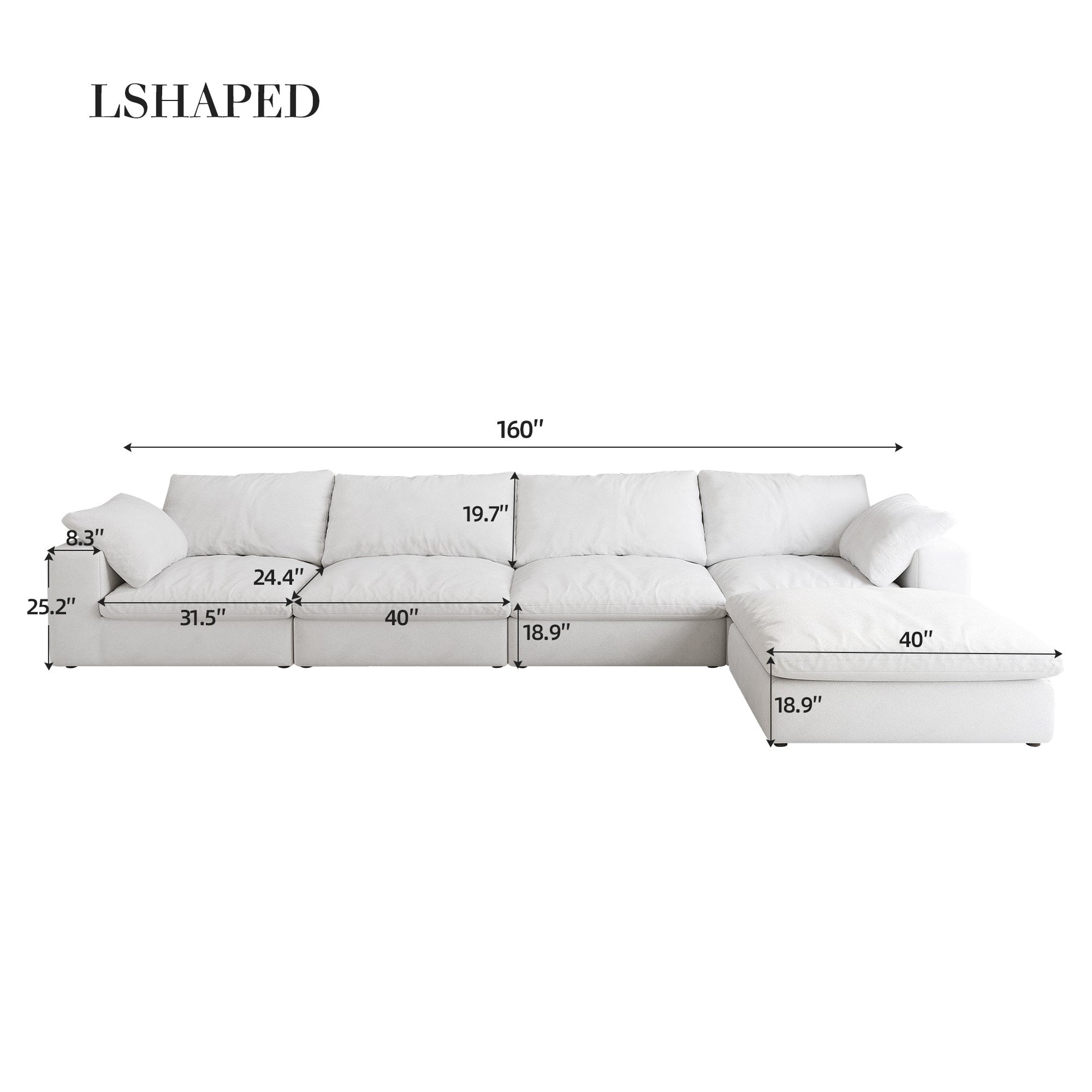 Cloud Modular Sectional Sofa with Storage Ottomans, Down Filled Comfort