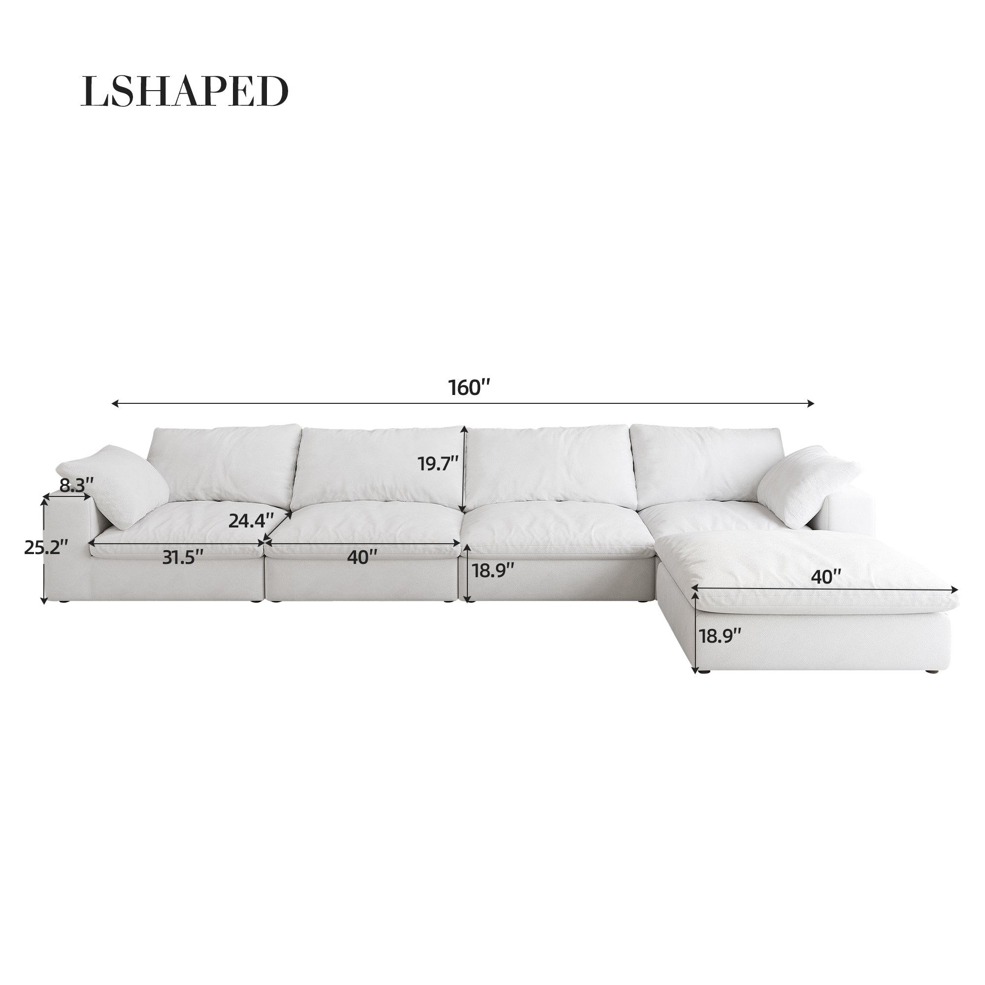 Cloud Modular Sectional Sofa with Storage Ottomans, Down Filled Comfort