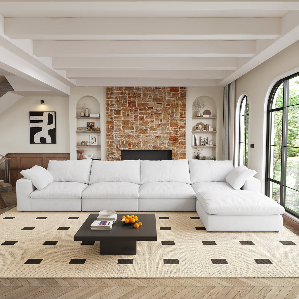 Cloud Modular Sectional Sofa with Storage Ottomans, Down Filled Comfort