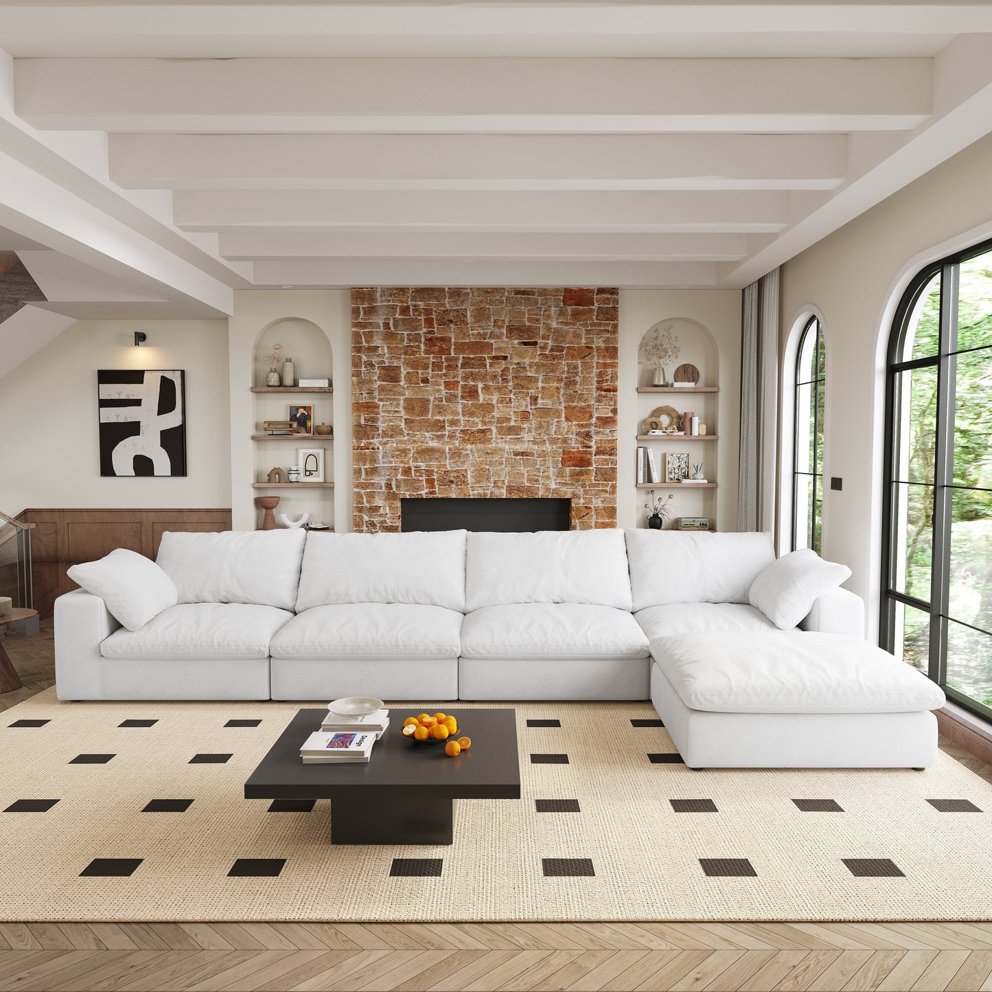 Cloud Modular Sectional Sofa with Storage Ottomans, Down Filled Comfort