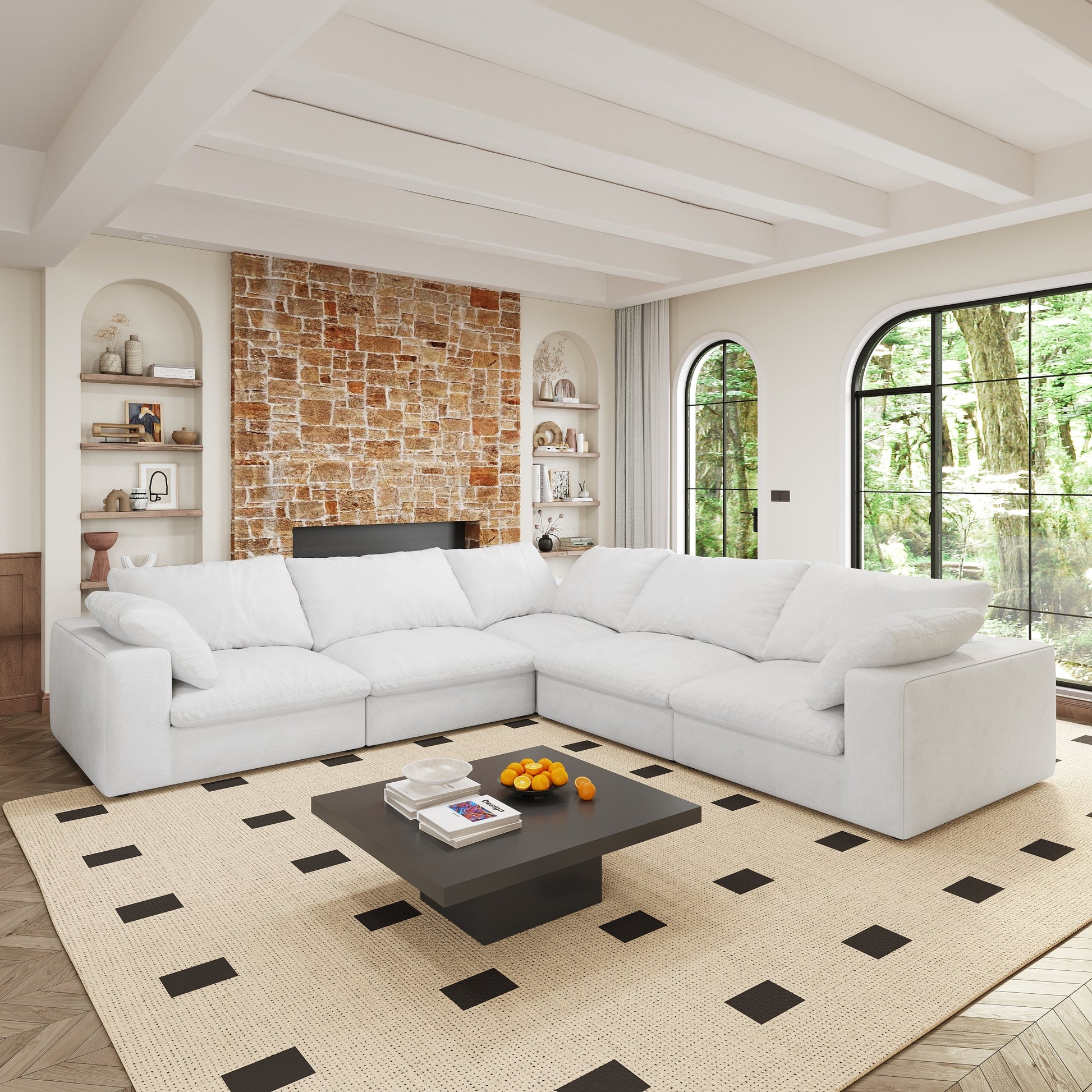 Cloud Modular Sectional Sofa with Storage Ottomans, Down Filled Comfort