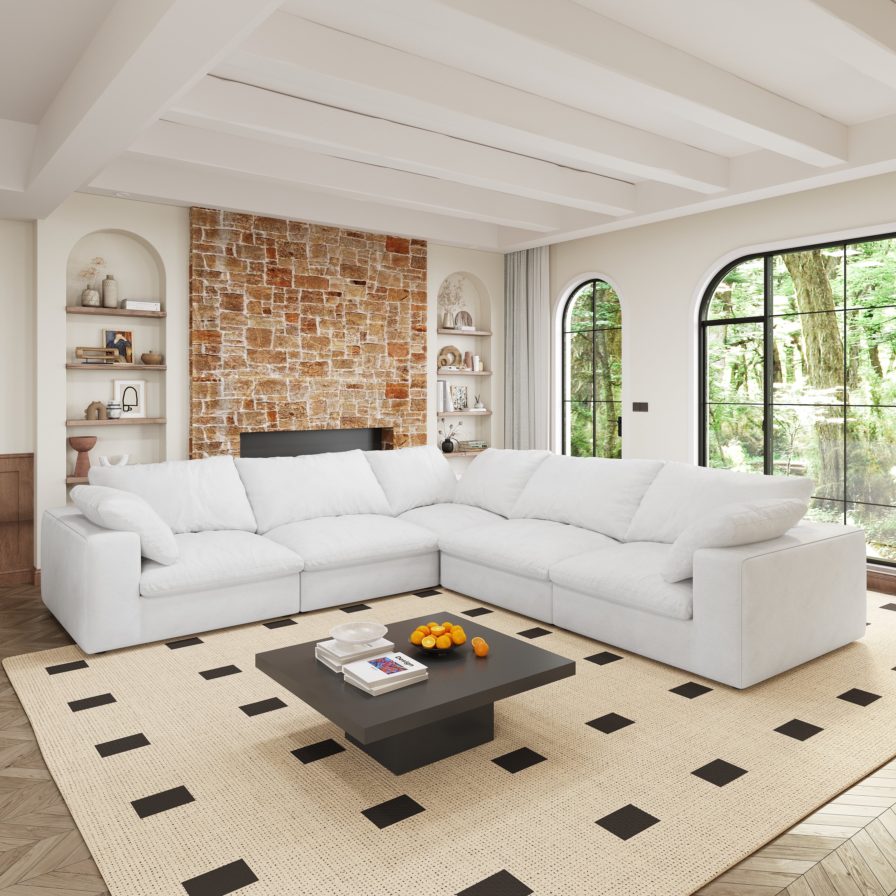 Cloud Modular Sectional Sofa with Storage Ottomans, Down Filled Comfort