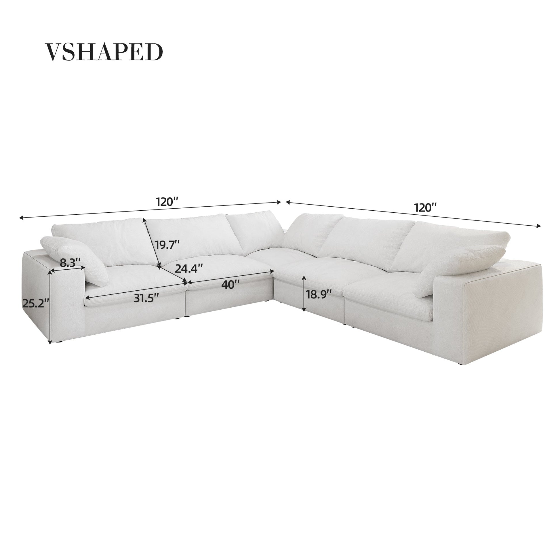 Cloud Modular Sectional Sofa with Storage Ottomans, Down Filled Comfort