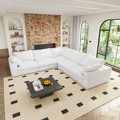Cloud Modular Sectional Sofa with Storage Ottomans, Down Filled Comfort