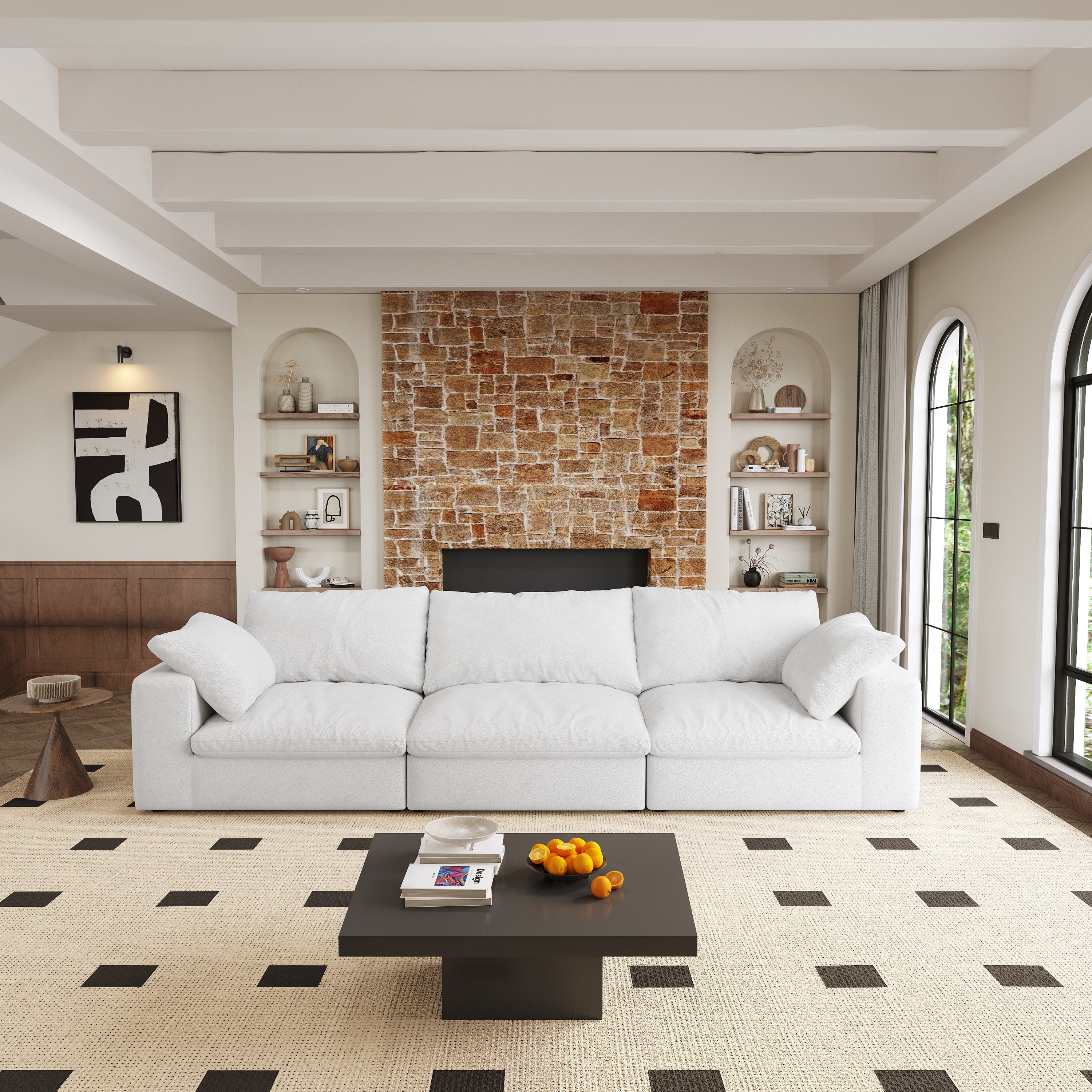 Cloud Modular Sectional Sofa with Storage Ottomans, Down Filled Comfort