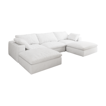 Cloud Modular Sectional Sofa with Storage Ottomans, Down Filled Comfort