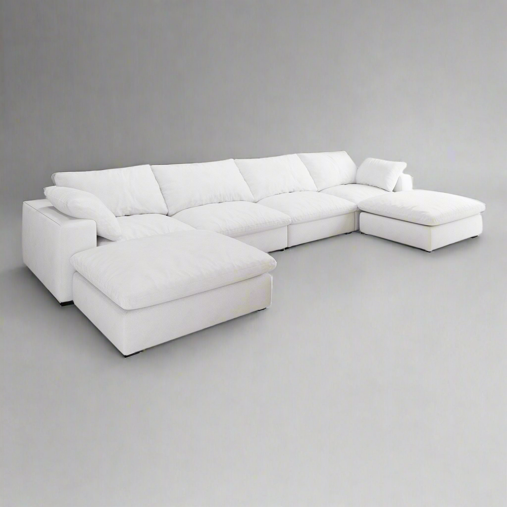 White Down-Filled Modular Sectional Sofa
