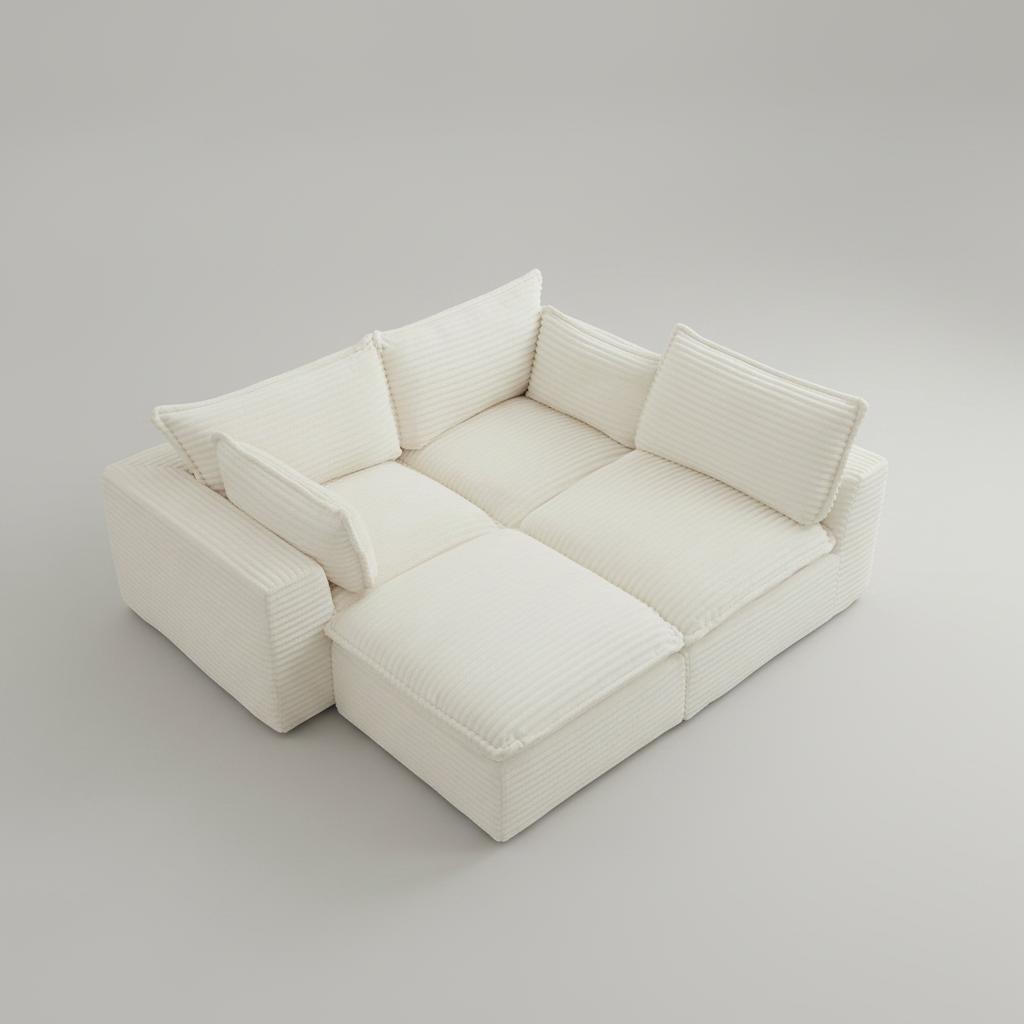White sectional sofa on a plain background