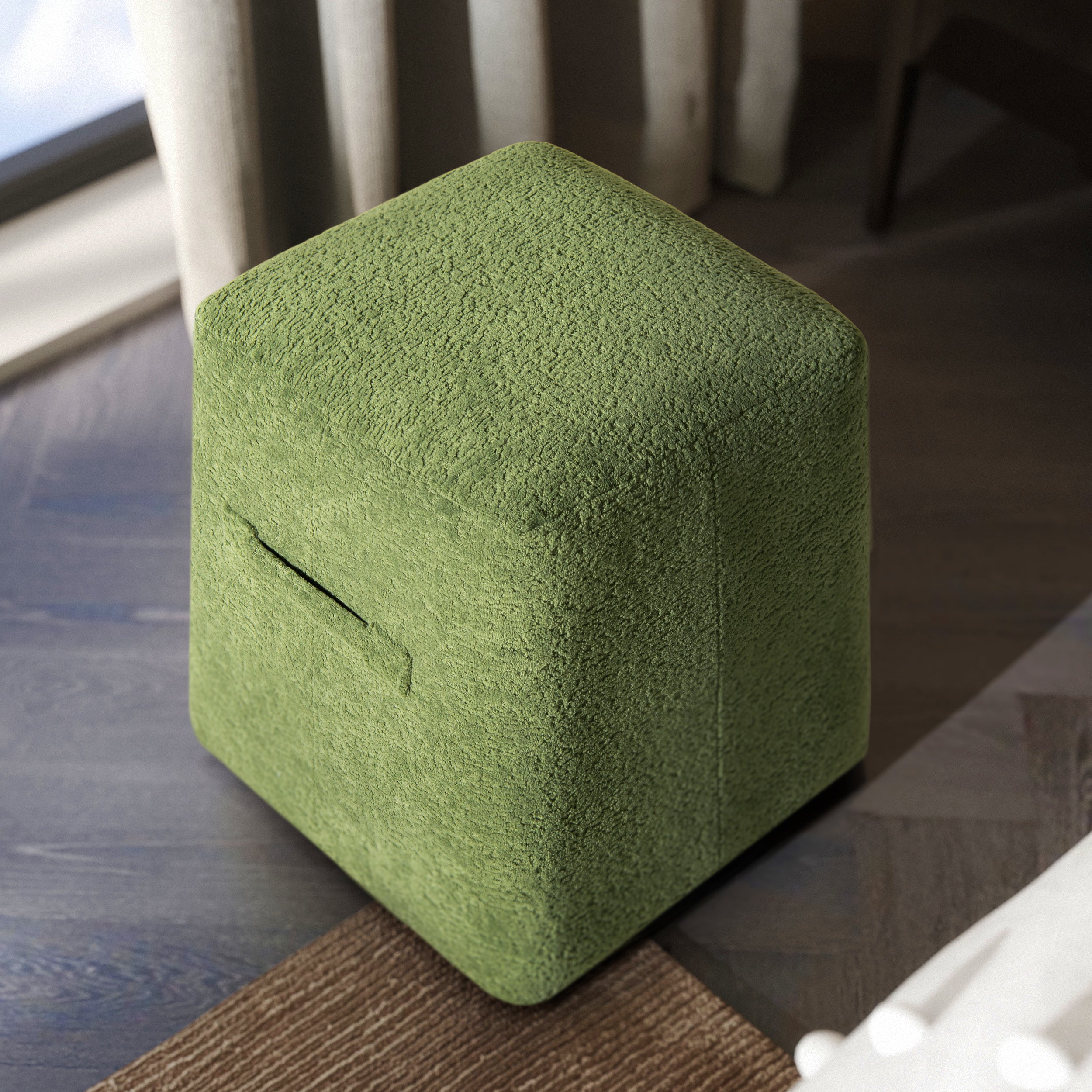 Clyde 14' Tapered Square Upholstered Ottoman, Moss Green