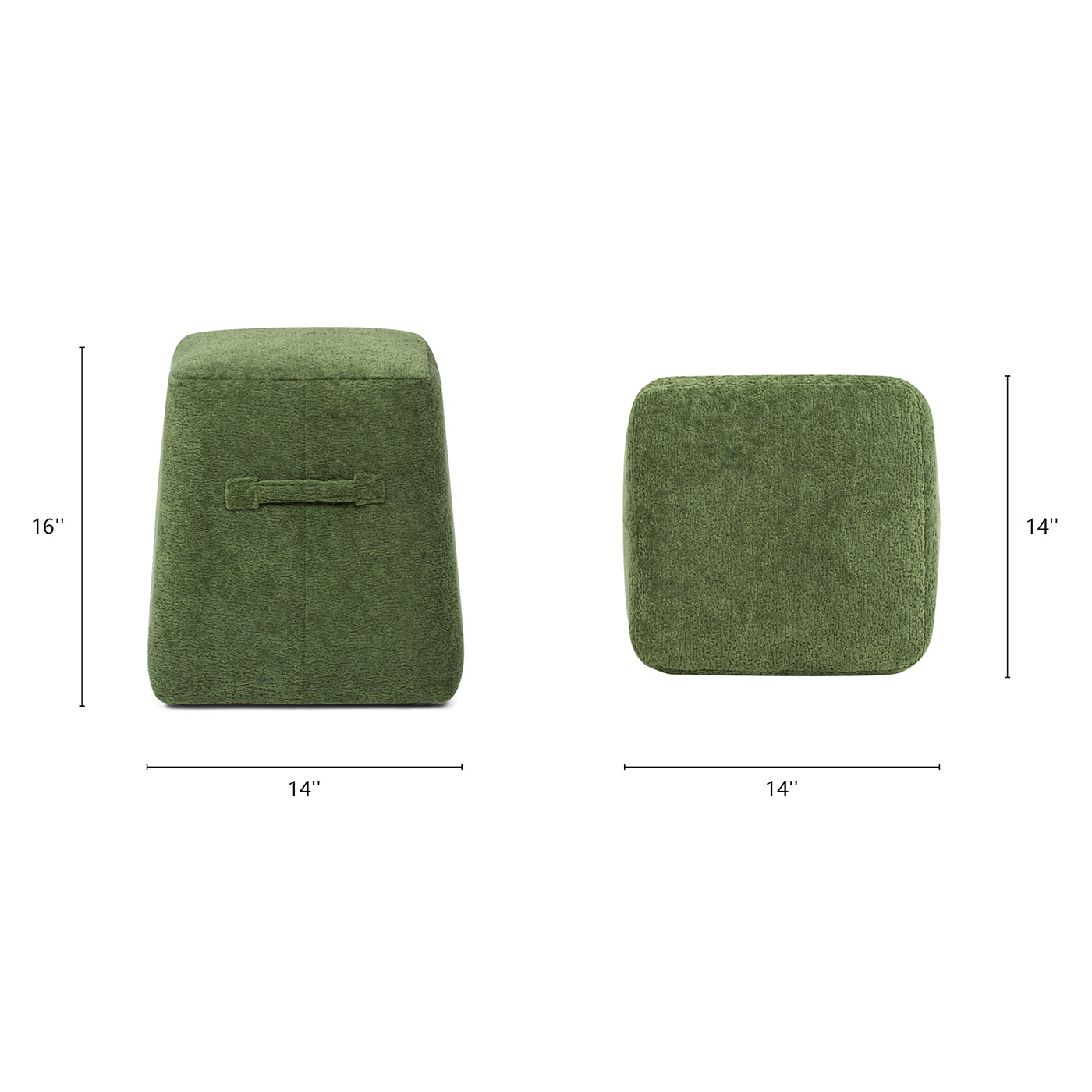 Clyde 14' Tapered Square Upholstered Ottoman, Moss Green